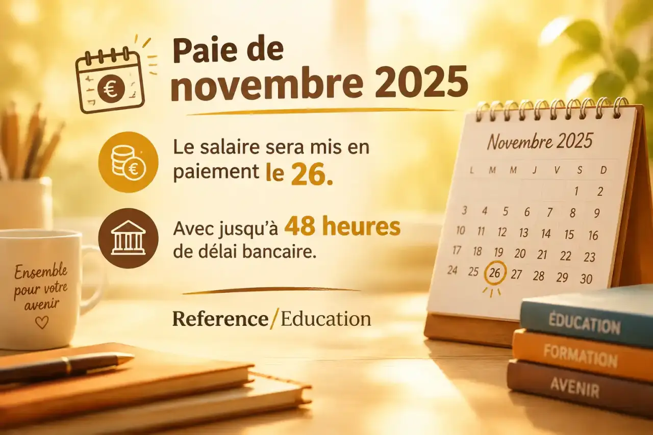 Paie de novembre 2025 : le salaire sera mis en paiement le 26, avec jusqu’à 48 heures de délai bancaire