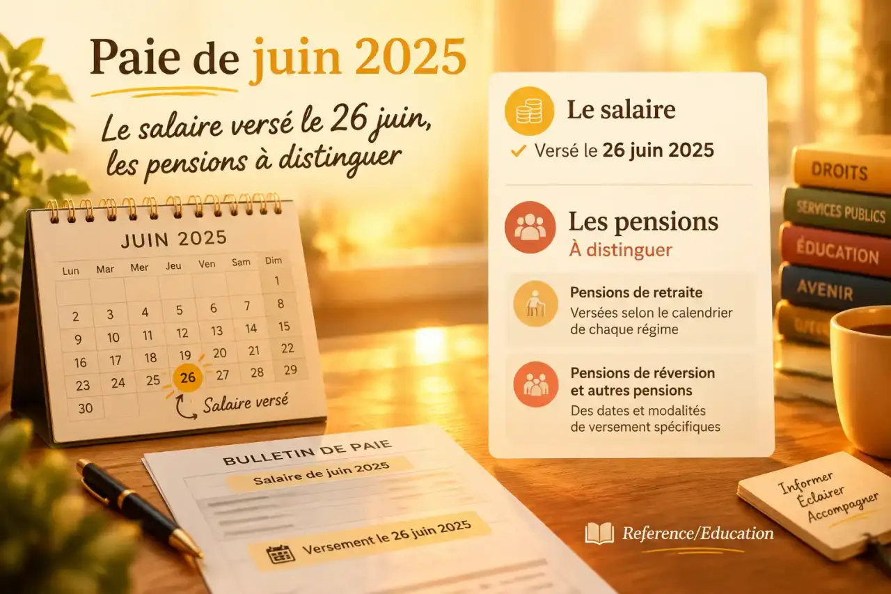 Paie de juin 2025 : le salaire versé le 26 juin, les pensions à distinguer