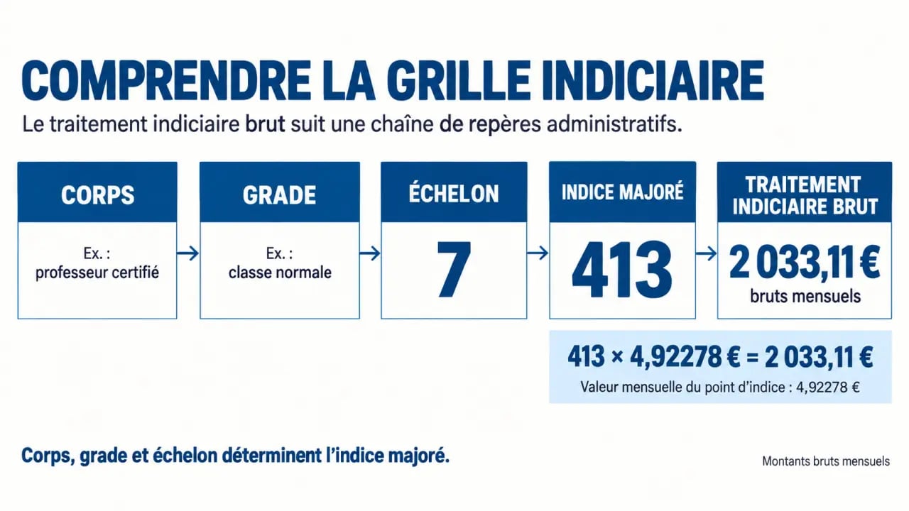 Grille indiciaire des enseignants : du corps et du grade au traitement indiciaire brut
