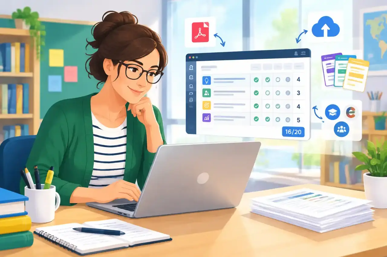 Enseignant utilisant une grille d’évaluation par compétences