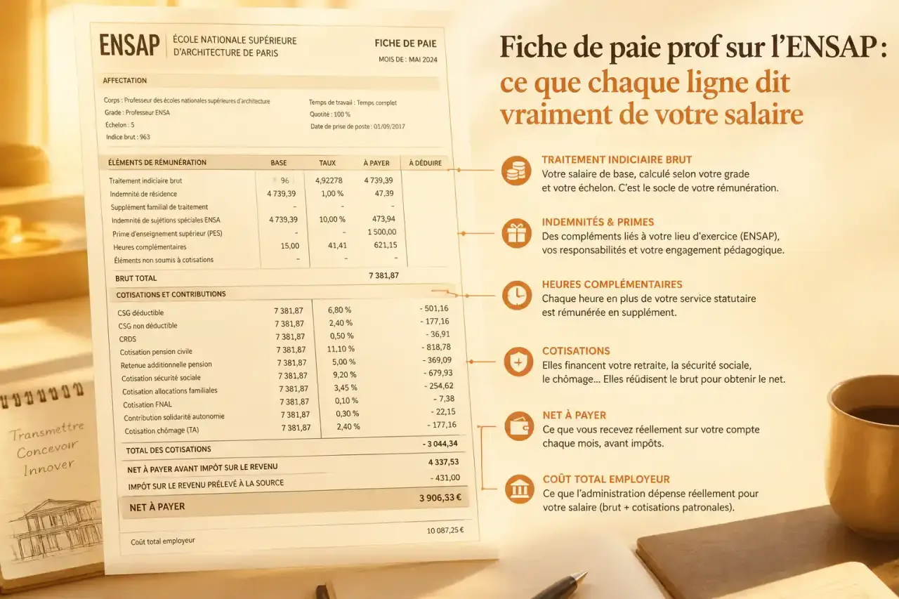Fiche de paie prof sur l'ENSAP : ce que chaque ligne dit vraiment de votre salaire